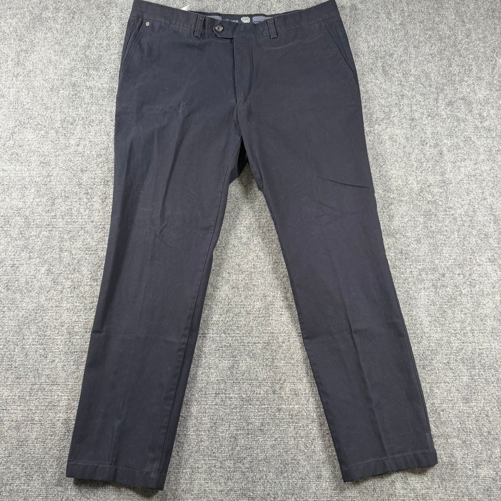 Atelier Gardeur Nils Pants Mens 42/32 Navy Blue Regular Fit Flat Front Chinos